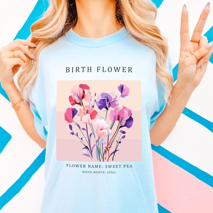 Birth Flower Comfort Colors Tee