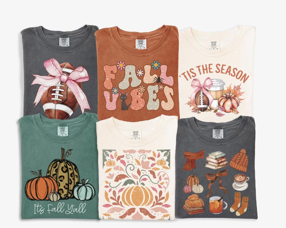 Football Coquette Bow Shirt, Fall Vibes Shirts for Women, Tis The Season Pumpkin Shirt, It's Fall Y'all Women's Graphic Tee, Cute Fall Shirts