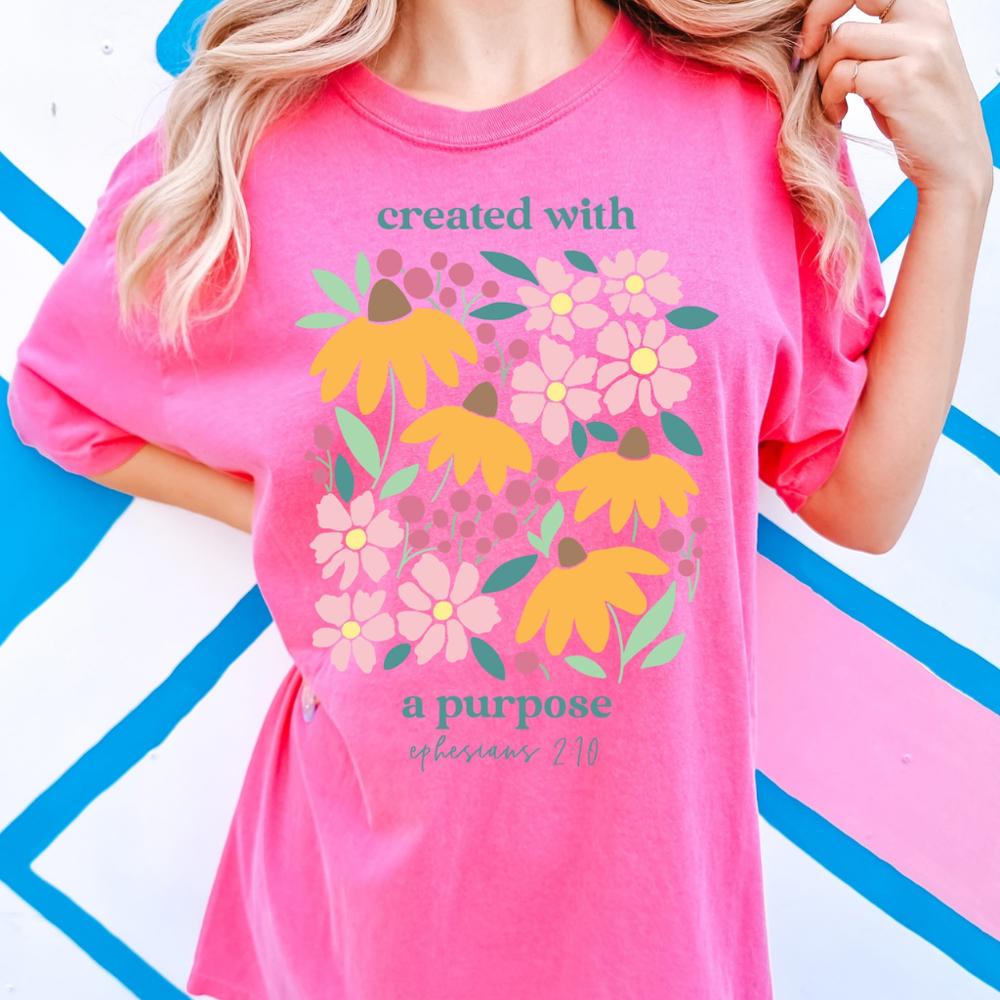 Christian T-Shirts for Women Faith Religious Gift Casual Inspirational Short Sleeve Tops Comfort Colors Graphic Tee Spring Floral Cotton