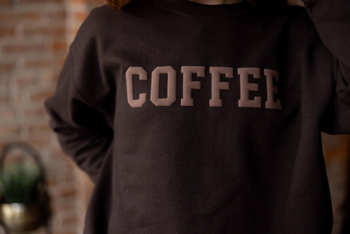 Coffee Brown Sweatshirt for Women, Minimalist Coffee Lover Gift, Gildan Oversized Crewneck, Brown Aesthetic Sweatshirt