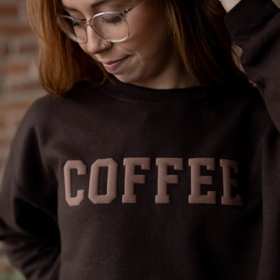 Coffee Brown Sweatshirt for Women, Minimalist Coffee Lover Gift, Gildan Oversized Crewneck, Brown Aesthetic Sweatshirt