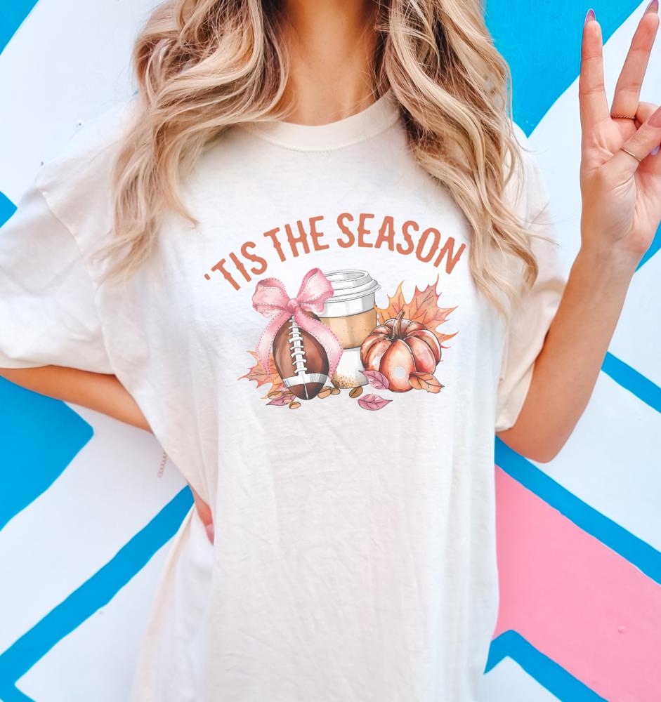 Fall Shirts Tis The Season Graphic Tee For Women, Women’s Fall Clothes, Pumpkin Patch Tops, Cozy Comfort Colors Shirt