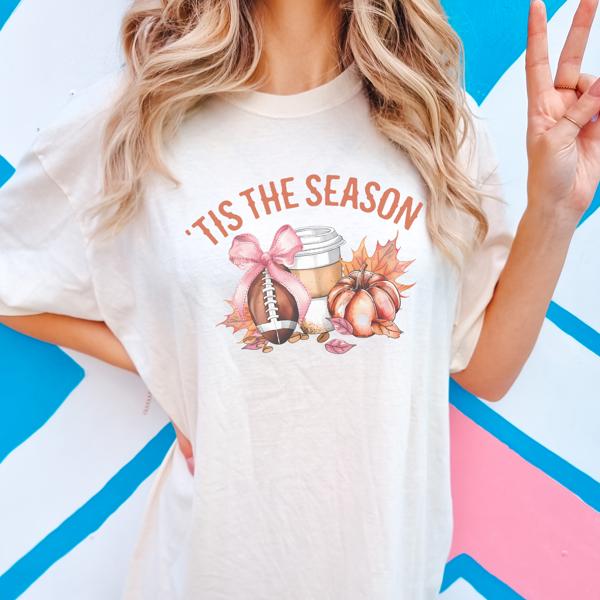 Fall Shirts Tis The Season Graphic Tee For Women, Women’s Fall Clothes, Pumpkin Patch Tops, Cozy Comfort Colors Shirt