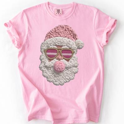 Fluffy Santa Face Comfort Colors Tee, Cute Christmas Shirt for Women, Trendy Retro Santa T-Shirt