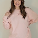  Neutral Initial Embroidered Sweatshirt, Minimalist Monogrammed Shirt, Crewneck Oversized Personalized Hoodie Embroidery Gift Women's