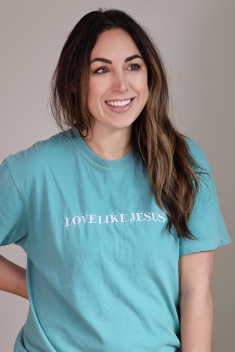 Embroidered Love Like Jesus Christian T-Shirts for Women Faith Religious Gift Short Sleeve Tops Comfort Colors Graphic Tee Cotton