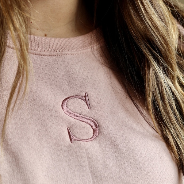 Neutral Initial Embroidered Sweatshirt, Minimalist