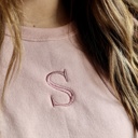  Neutral Initial Embroidered Sweatshirt, Minimalist Monogrammed Shirt, Crewneck Oversized Personalized Hoodie Embroidery Gift Women's