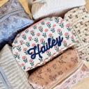  Personalized Block Pattern Floral Makeup Bag Embroidered Custom Gift Bridesmaid Gifts Quilted Toiletry Pouch Travel Cosmetic Case Gift