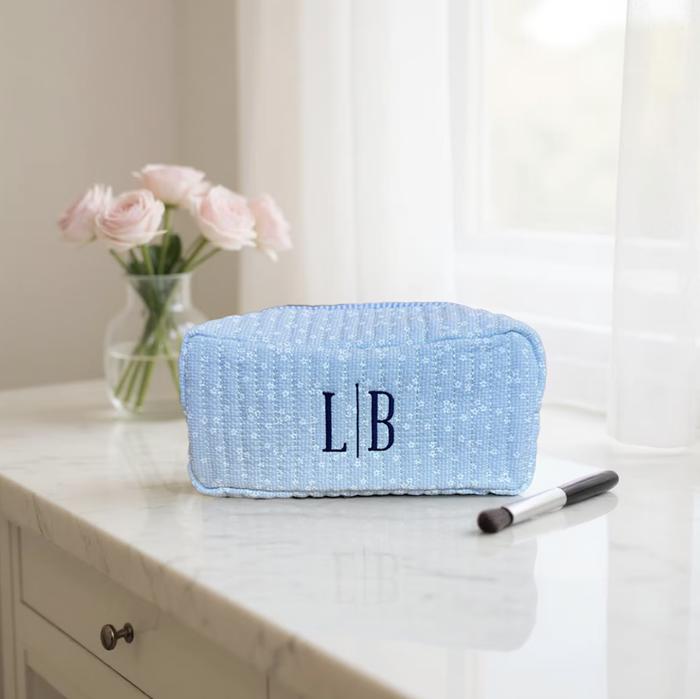 Embroidered Makeup Bag, Bridesmaid Gifts, Quilted Cosmetic Bag Pouch, Personalized Gift, Custom Make Up Bag, Baby Toiletry Bag Diaper Bag