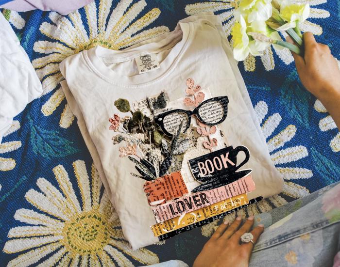 Book Lover Graphic Tee, Vintage Literary Collage Shirt, Reader Aesthetic T-Shirt, Librarian Gift, Bookish Cottagecore Tee, Bibliophile Shirt