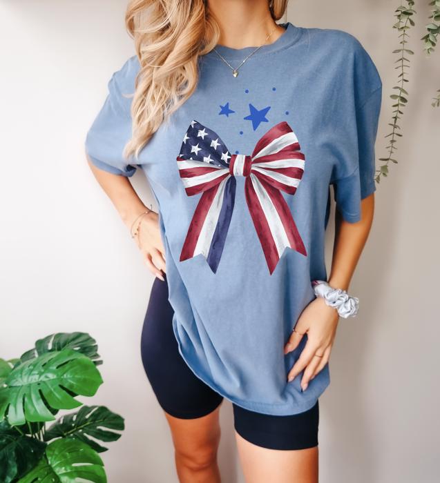 Patriotic Comfort Colors Tee for Women, Cute Red White and Blue USA Shirt for Women, 4th of July Casual Graphic Tee For Her