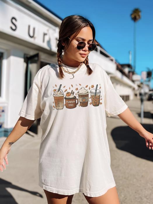Pumpkin Spice Lattes Tee – Fall Comfort Colors Shirt for Women, Autumn Coffee Lover Shirt, Cozy Fall Outfit Tee, Pumpkin Season