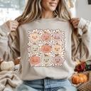  Pastel Pumpkins Fall Sweatshirt, Cute Fall Graphic Crewneck, Cozy Autumn Sweater for Women, Light Aesthetic Thanksgiving Pullover, Soft Pumpkin Season Shirt