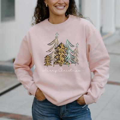 Leopard Trees Christmas Sweatshirt, Cozy Holiday Crewneck, Cute Leopard Print Christmas Tree Sweatshirt for Women