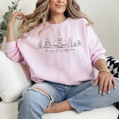 Oh Come Let Us Adore Him Sweatshirt, Christian Christmas Sweatshirt for Women, Christ the Lord Holiday Crewneck, Faith-Based Cozy Winter Sweater