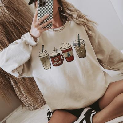 Neutral Christmas Lattes Sweatshirt, Cozy Holiday Crewneck for Women, Neutral Christmas Coffee Sweater, Cute Winter Latte Pullover, Festive Holiday Outfit