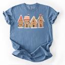   Gingerbread Houses Christmas Women's Graphic Tee, Cute Holiday Graphic Tee for Women, Cozy Festive Christmas Shirt, Gingerbread House