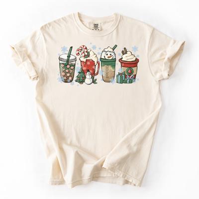 Christmas Peppermint Lattes Women's Graphic Tee, Cute Holiday Graphic Tee for Women, Cozy Festive Christmas Shirt