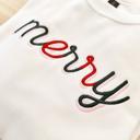  Merry Embroidered Christmas Sweatshirt, Minimal Holiday Crewneck, Red and Green Stitch Embroidery Sweater, Cozy Christmas Gift for Her