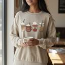  Neutral Christmas Lattes Sweatshirt, Cozy Holiday Crewneck for Women, Neutral Christmas Coffee Sweater, Cute Winter Latte Pullover, Festive Holiday Outfit