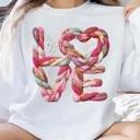  Love Yarn Style Sweatshirt, Faux Yarn Valentine Sweatshirt, Pink Bow Love Sweatshirt, Printed Gildan Crewneck, Cozy Valentine’s Day Gift for Women