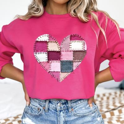 Patchwork Heart Sweatshirt, Pink Valentine Graphic Sweatshirt, Gildan Heart Crewneck, Valentine's Day Gift