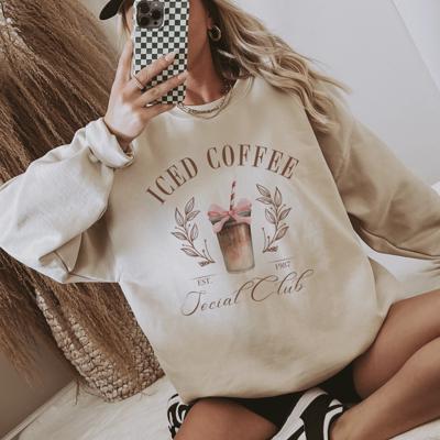 Iced Coffee Social Club Sweatshirt, Coffee Lover Gift, Gildan Oversized Sweatshirt for Women, Aesthetic Crewneck