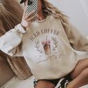  Iced Coffee Social Club Sweatshirt, Coffee Lover Gift, Gildan Oversized Sweatshirt for Women, Aesthetic Crewneck