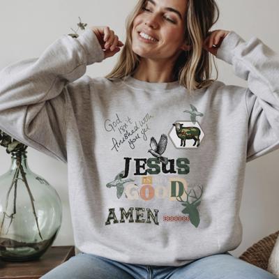 God Isn't Finished With You Yet Christian Sweatshirt, Jesus Is So Good Amen, Country Faith Sweatshirt, Gildan Oversized Crewneck