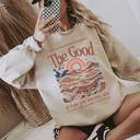  God Works For The Good Wave, Romans 8:28 Christian Sweatshirt, Vintage Wave Floral Crewneck, Oversized Sweatshirt