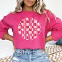  Custom Monogram Sweatshirt, Personalized Initial Crewneck, Heart Pattern Gildan Sweatshirt, Gift for Her, Oversized Cozy Pullover
