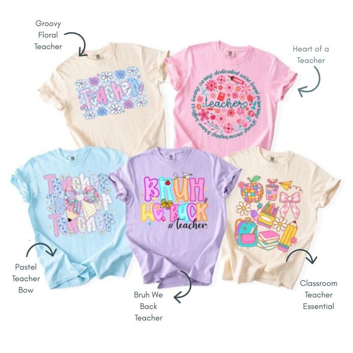 Chalkboard Chic Teacher Tee, Colorful Comfort Colors Shirts for Educators, Back to School & Teacher Appreciation Outfits