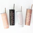  Personalized Skinny Tumbler with Slide Lid & Stainless Straw, Insulated Tumbler With Lid and StrawStainless Steel Skinny Tumbler Cup, Bridesmaid Gift Proposal