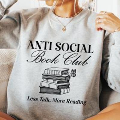 Anti-Social Book Club Sweatshirt for Women – Cozy Reading Crewneck for Introverts, Book Lovers, and Homebodies