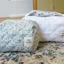  Custom Embroidered Flower Makeup Bag, Quilted Cosmetic Bag, Personalized Gift Toiletry Bag Women, Bridesmaid Gift, Makeup Organizer Mom Gift