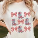  Bows and Boots Comfort Colors Graphic Tee, Women’s Fall Western Cowgirl Shirt ,Coquette Bow Aesthetic Country Concert Outfit