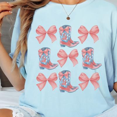 Bows and Boots Comfort Colors Graphic Tee, Women’s Fall Western Cowgirl Shirt ,Coquette Bow Aesthetic Country Concert Outfit