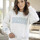  Embroidered Bride Sweatshirt Crewneck, Personalized with Name and Wedding Date on Sleeve Sweater, Bridal Shower Gifts, Engagement Gift