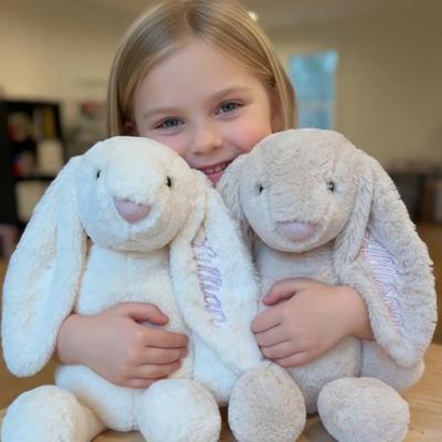 Custom Embroidered Bunny Rabbit with Name, Personalized Stuffed Animal, Easter Bunny Gift, Baby Shower Gift Newborn Keepsake Plush