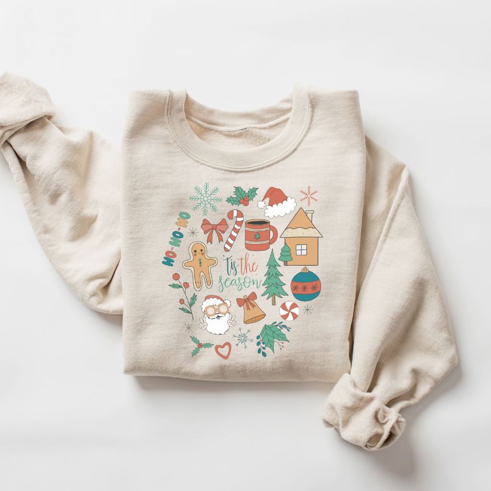 Christmas Doodles Sweatshirt, Christmas Shirts for Women, Christmas Matching Sweatshirt, Family Shirt, Christmas Sweater