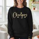  Personalized Gold Font Crewneck Sweatshirt, Personalized School Name Crewneck, Game Day Stars Sweater with Stars, Custom Sports Fan Gift