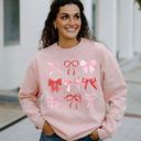  Pink Bows Sweatshirt, Pink Valentine's Sweater, Custom Valentines Day Gift for Girlfriend