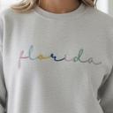  Custom Embroidered State Sweatshirt, Personalized Rainbow Script Crewneck, City Team Name Sweater, Home State Pride Gift