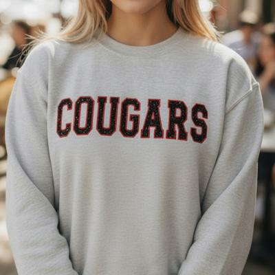 Custom Team Name Sweatshirt, School Mascot City State or Area Code Glitter Applique Embroidered Name Sweatshirt, School Spirit