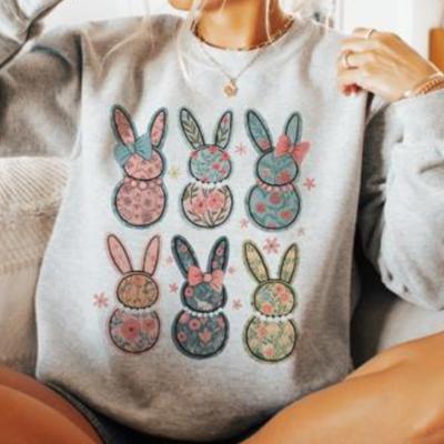 Easter Bunny Floral Christian Sweatshirt – Faith-Based Easter Crewneck for Women, Cute Spring Religious Graphic Pullover