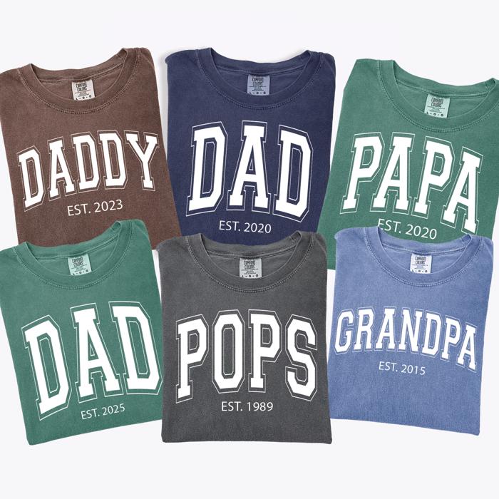 Custom Dad or Grandpa Shirt Year, Comfort Colors Tee Father's Day Gift – Personalized Men's T-Shirt for New Dads, Grandpa Birthday Gift, Matching Family Shirts