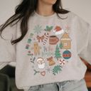 Christmas Doodle Sweatshirt, Cute Holiday Crewneck for Women, Cozy Christmas Sweater, Festive Graphic Pullover,  Winter Holiday Outfit