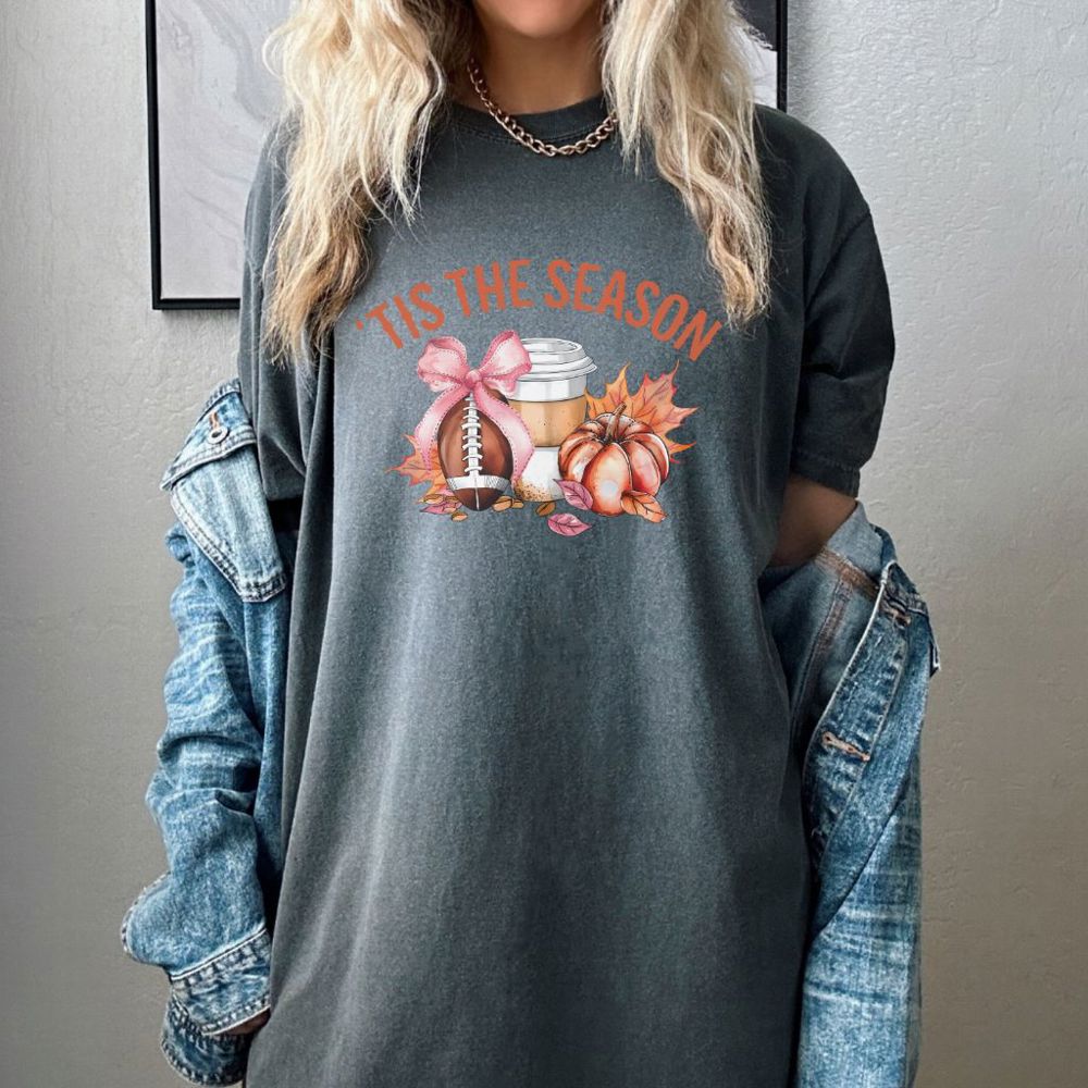 Fall Shirts Tis The Season Graphic Tee For Women, Women’s Fall Clothes, Pumpkin Patch Tops, Cozy Comfort Colors Shirt