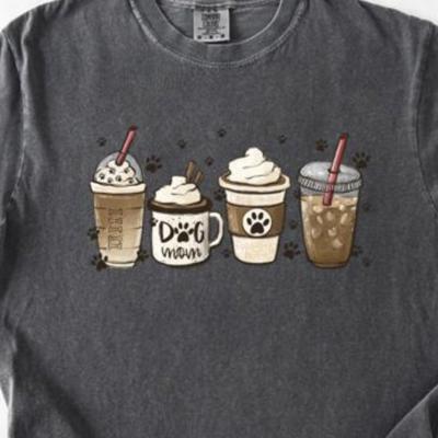 Dog Mom Latte Comfort Colors Tee, Cute Dog Lover Graphic Shirt, Pet Mom T-Shirt | Neutral Comfort Colors, Dog Mama Gift for Women